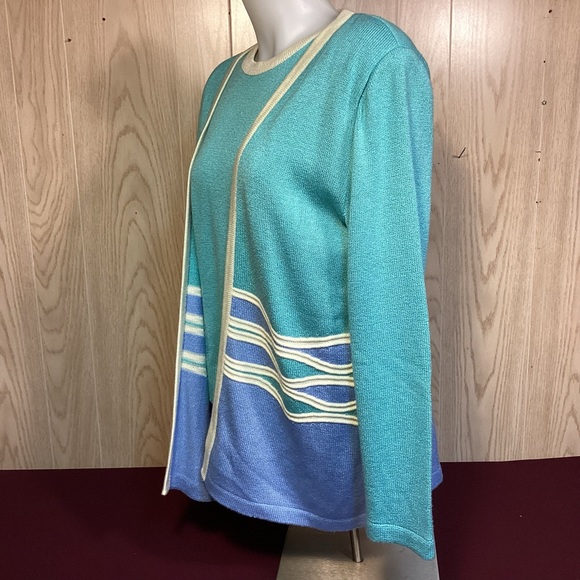 Vintage Sweater Set aqua and purple made by Miata Sport in USA womens size 16 - Picture 7 of 11